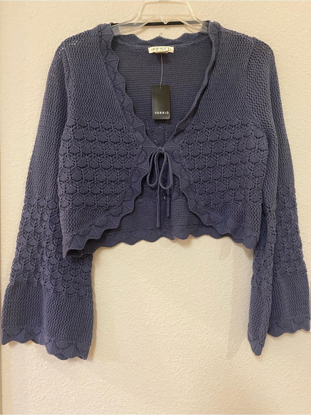 Torrid Festi Blue Cropped Knit Tie-Front Sweater - Quick List For Show